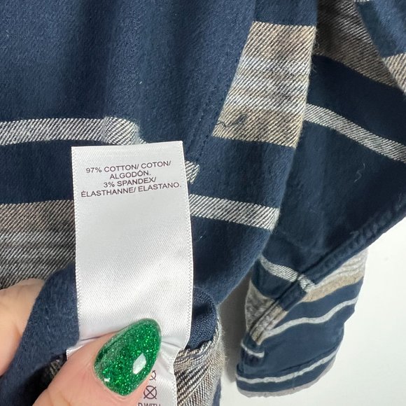 NWT Lucky Brand Striped Flannel Button Front Shirt Blue Size Small S NEW - Picture 7 of 11